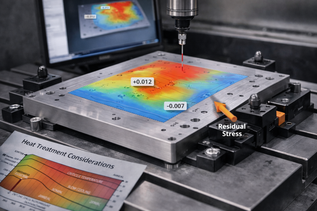 aerospace structural panel flatness warp control machining sequence