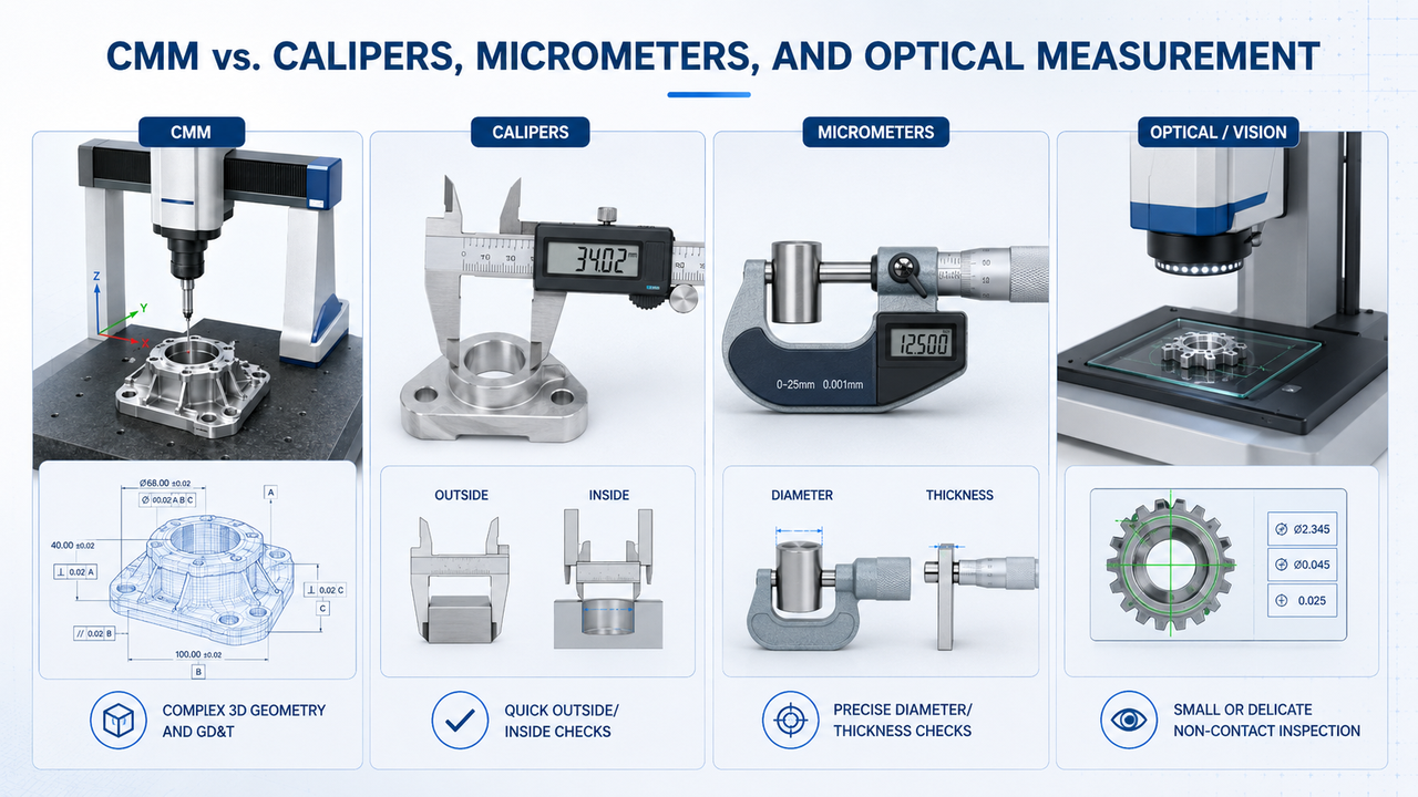 cmm vs calipers micrometers and optical measurement