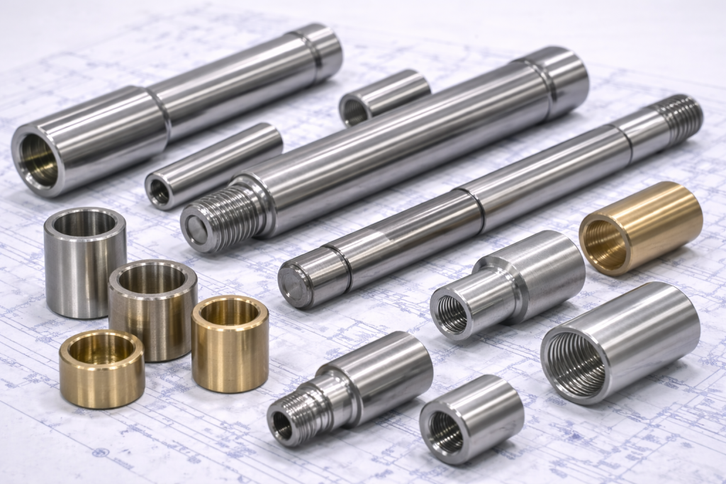 cnc turned shafts spacers bushings
