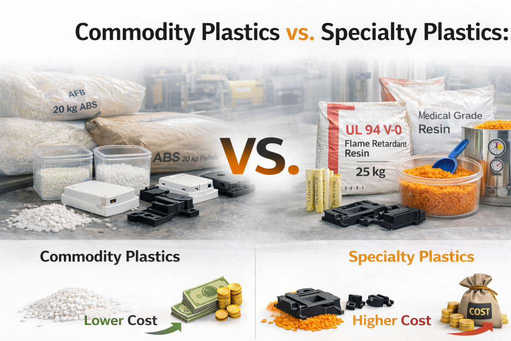 commodity vs specialty plastics moq material handling