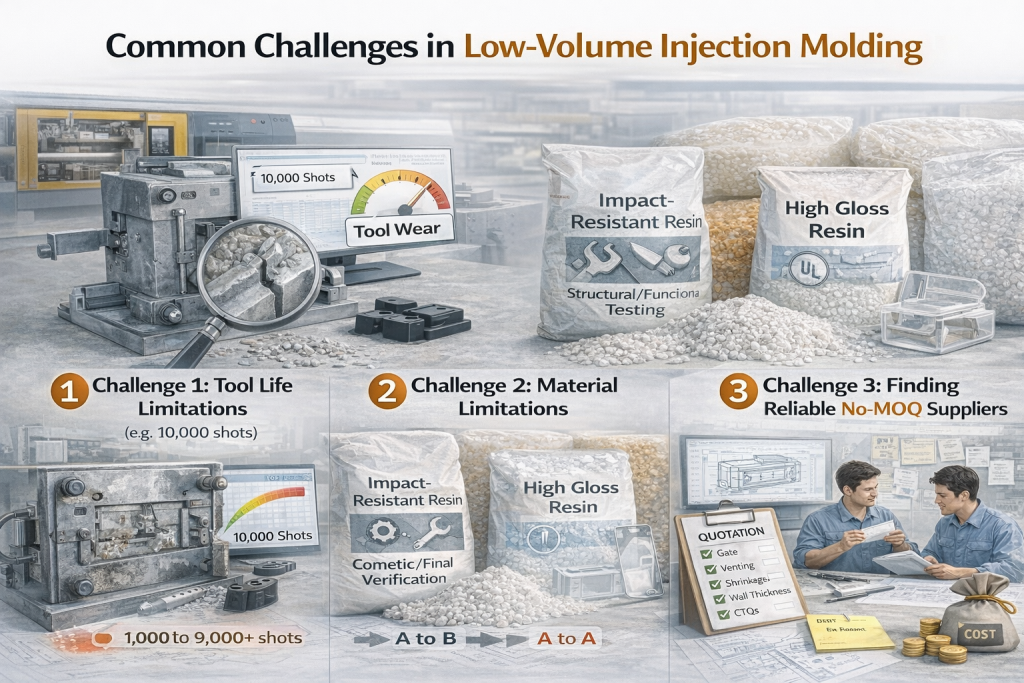 common challenges low volume injection molding