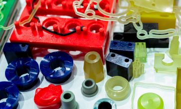 Injection-molded plastic components in different materials and finishes