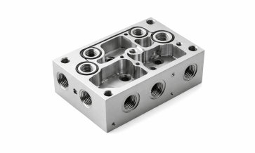 cnc machined manifold flow block internal ports