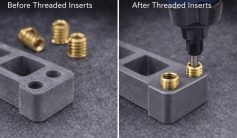 fdm threaded inserts before after