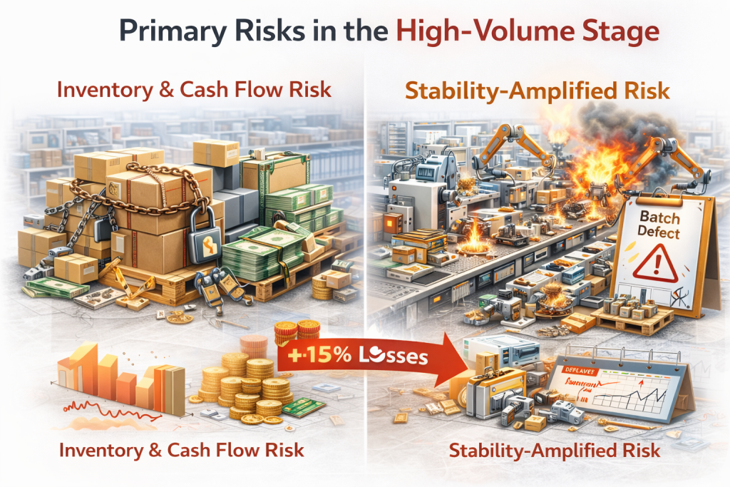 high volume production primary risks