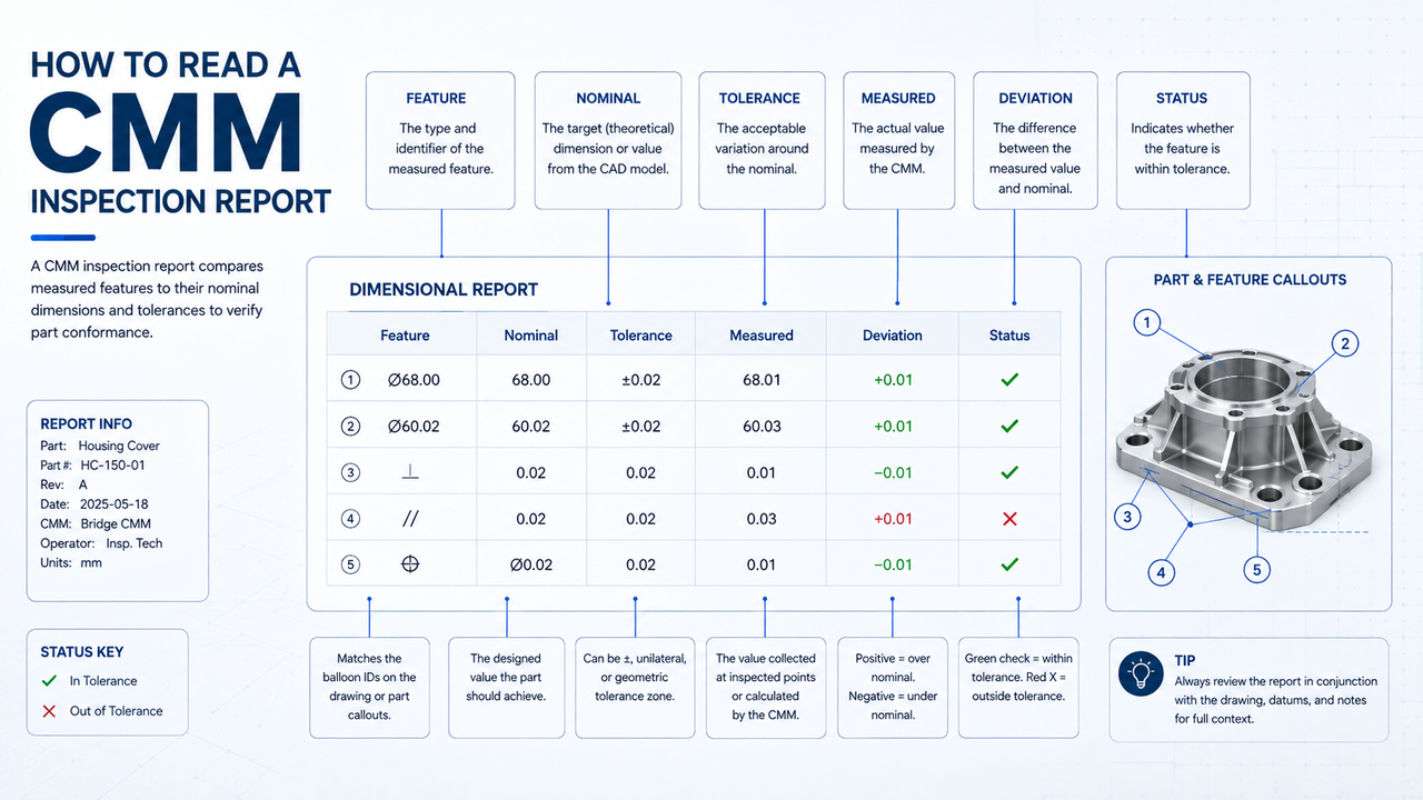 how to read a cmm inspection report