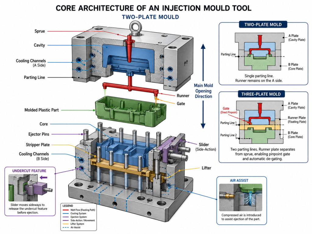 injection mould tool core architecture