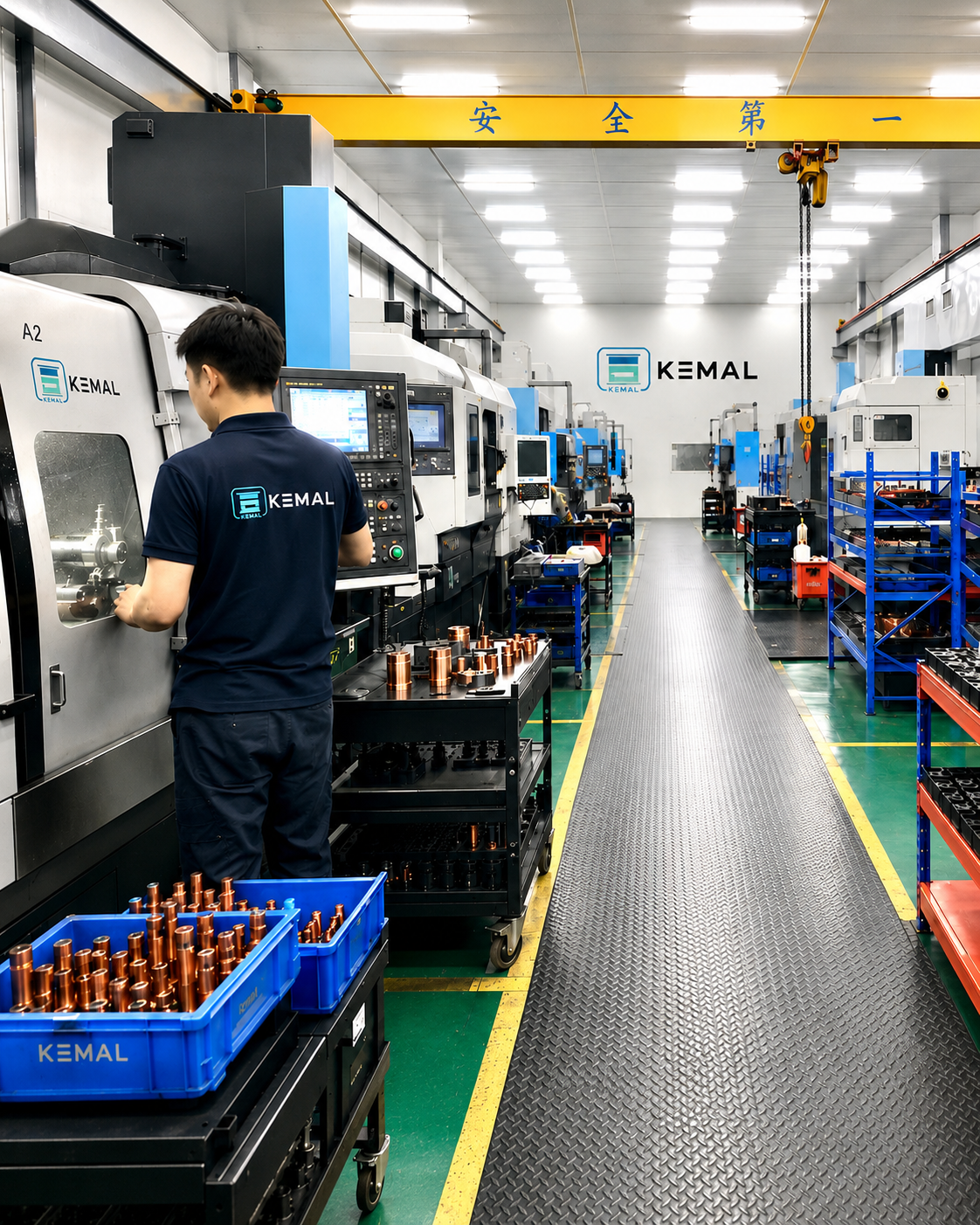 Kemal CNC machining workshop with operator and production equipment