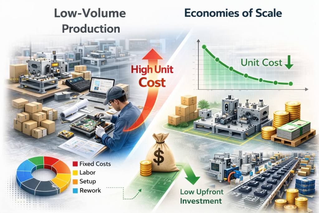 low volume production cost structure