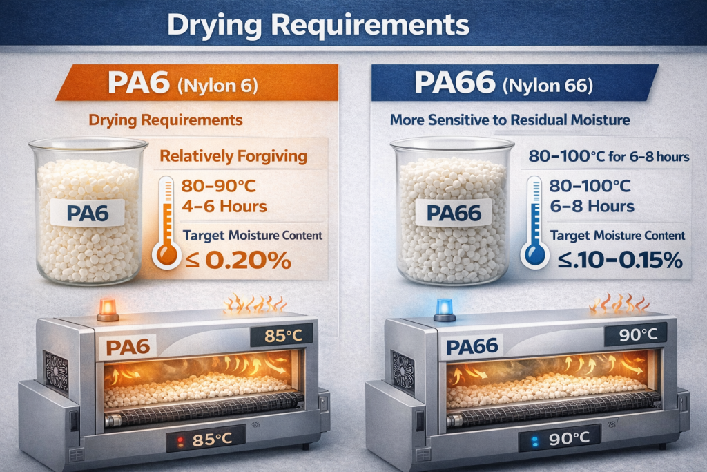 pa6 pa66 drying requirements injection molding