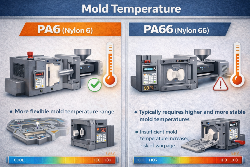 pa6 pa66 mold temperature control dimensional stability