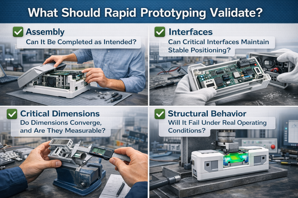 rapid prototyping validation assembly interfaces dimensions structure