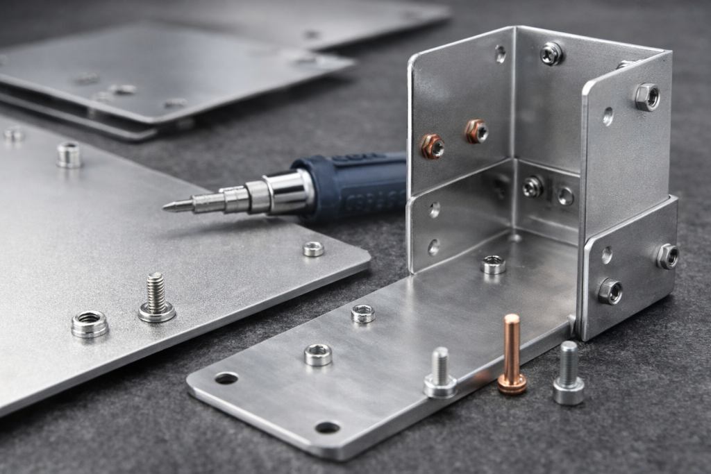 sheet metal hardware insertion assembly pem nuts studs
