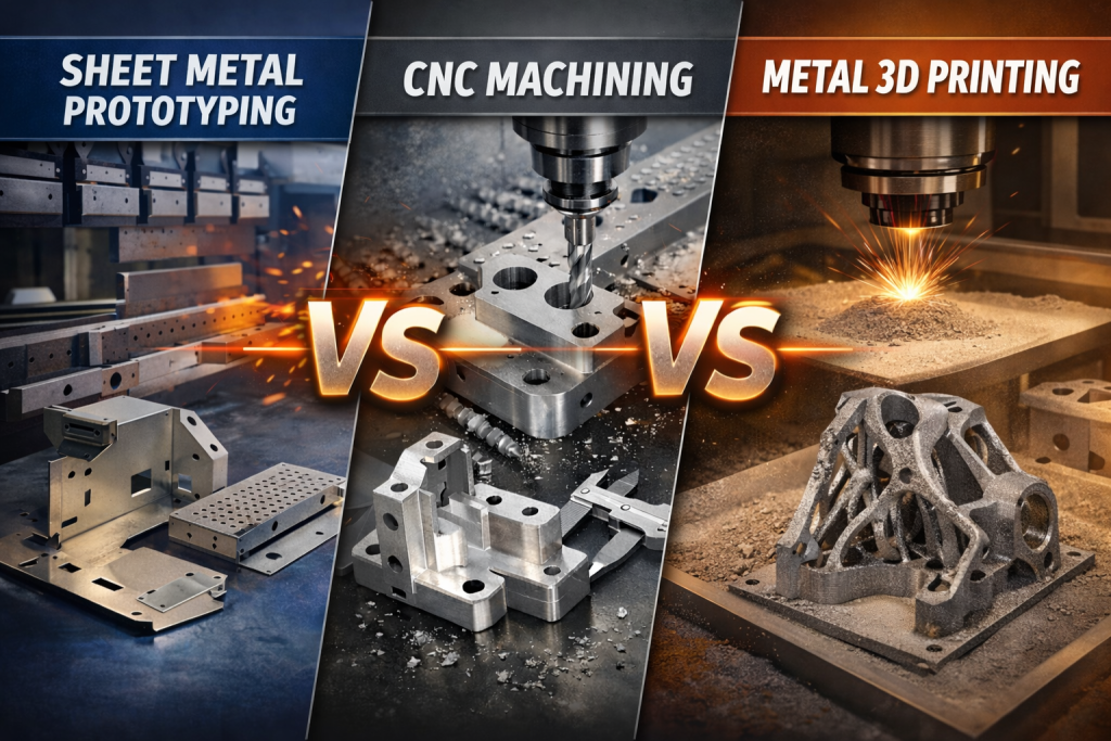 sheet metal prototyping vs cnc vs metal 3d printing