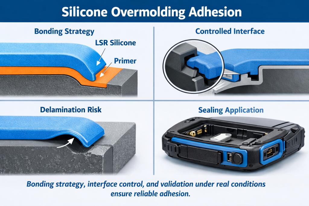 silicone overmolding adhesion interface design